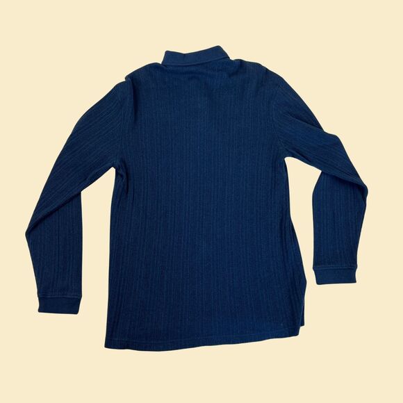 90s long sleeve blue polo shirt by Fieldmaster, vintage size M 1990s shirt - Picture 7 of 8